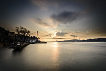 Fototapeta na wymiar Istanbul Bosphorus sea and bridge on sunset time