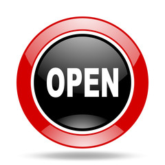 open red and black web glossy round icon