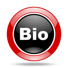 bio red and black web glossy round icon