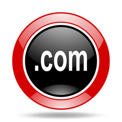 com red and black web glossy round icon