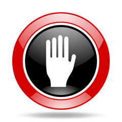 Obraz premium stop red and black web glossy round icon