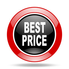 best price red and black web glossy round icon