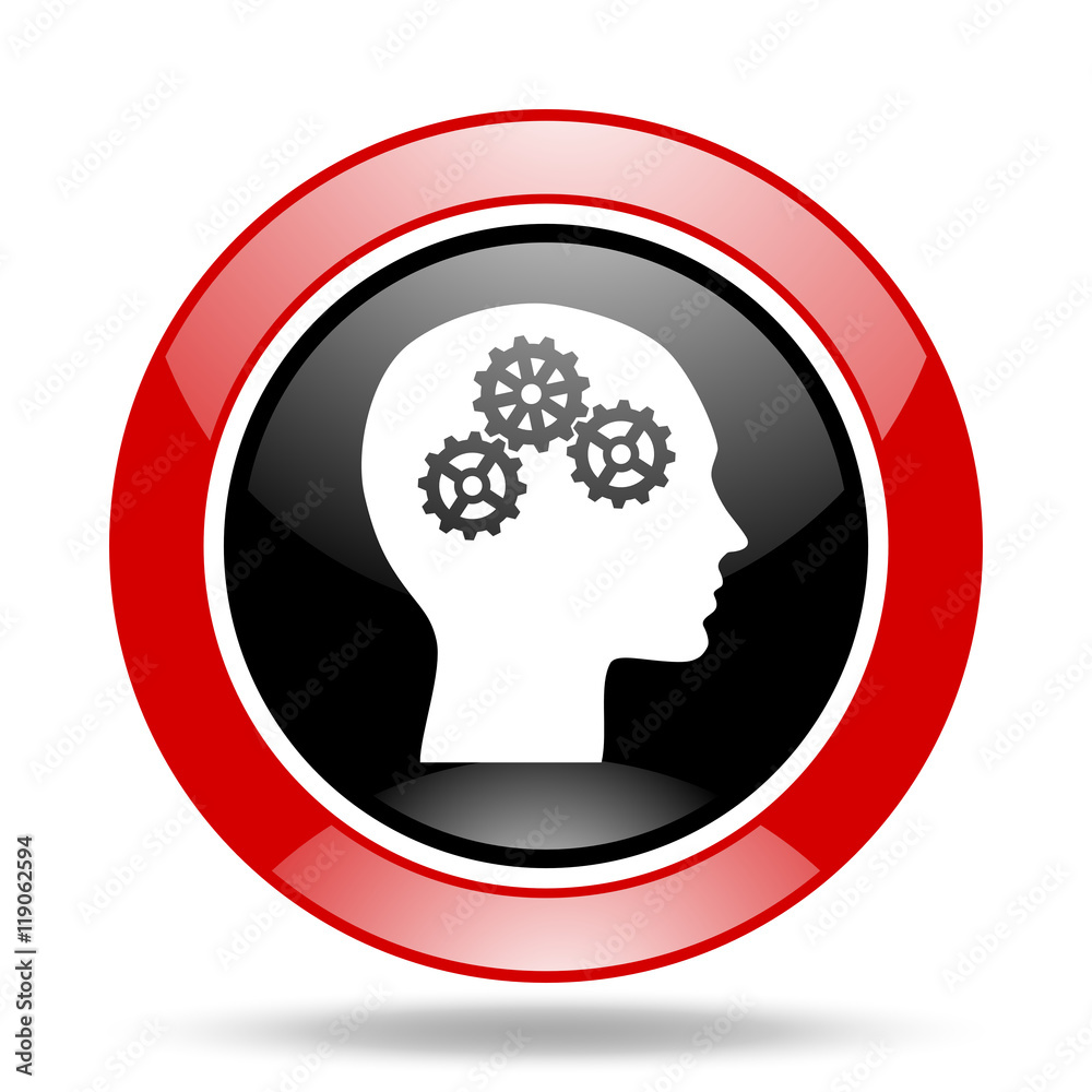 Poster head red and black web glossy round icon