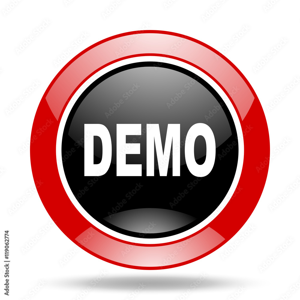 Poster demo red and black web glossy round icon