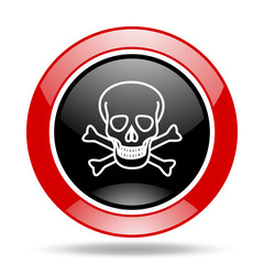 skull red and black web glossy round icon