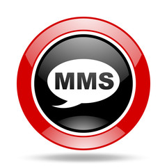 mms red and black web glossy round icon