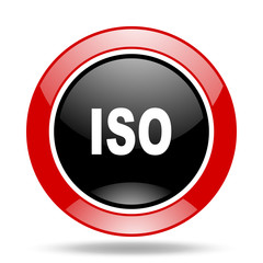 iso red and black web glossy round icon