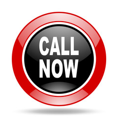 call now red and black web glossy round icon