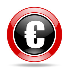 euro red and black web glossy round icon