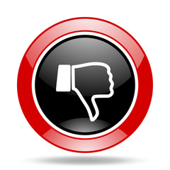 dislike red and black web glossy round icon