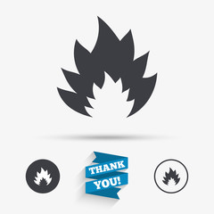 Fire flame sign icon. Heat symbol.