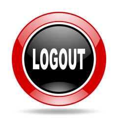 logout red and black web glossy round icon