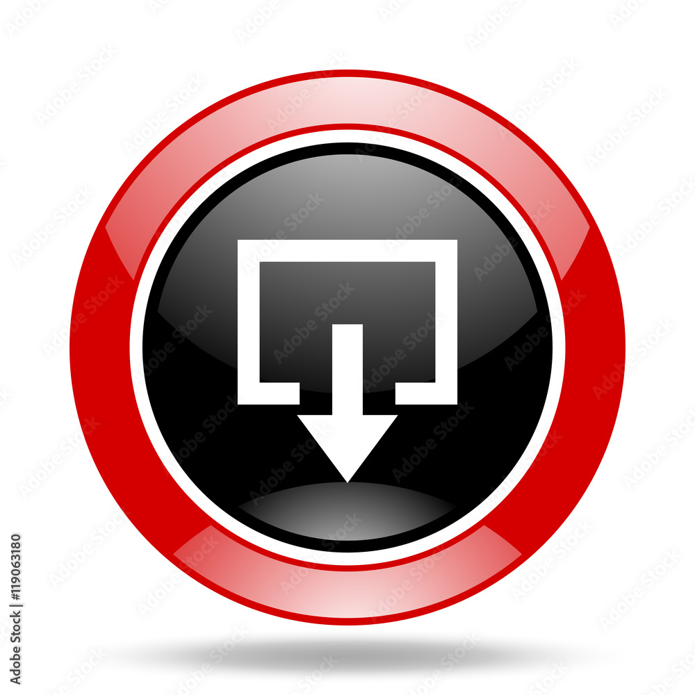 Aufkleber exit red and black web glossy round icon