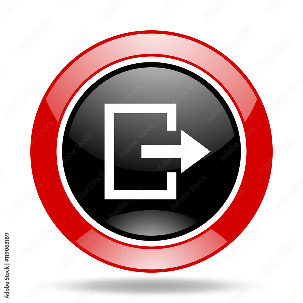 Aufkleber exit red and black web glossy round icon
