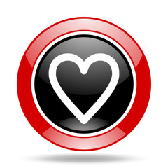 heart red and black web glossy round icon