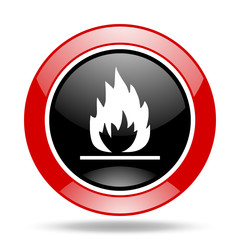 flame red and black web glossy round icon