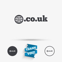 Domain CO.UK sign icon. UK internet subdomain