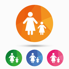 One-parent family with one child sign icon.