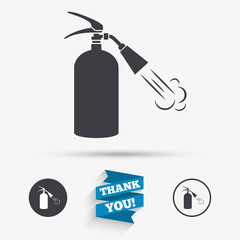 Fire extinguisher sign icon. Fire safety symbol.