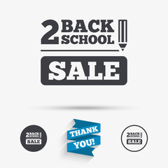 Back to school sign icon. Back 2 school symbol.