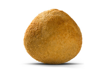 Brazilian snack. chicken dumpling with curd on white background.