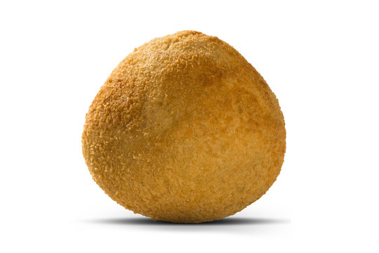Brazilian snack. chicken dumpling with curd on white background.