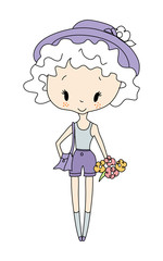 Fototapeta premium Illustration of vector little girl doll