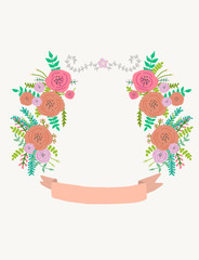 Watercolor flower wreath illustration