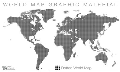 World Map #Vector Illustration, Halftone Dot Pattern
