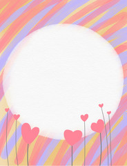 Pink heart on pink background illustration with copy space