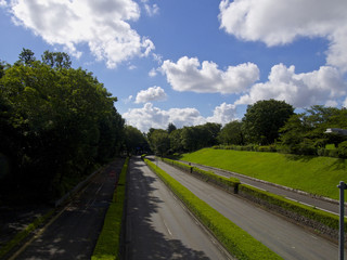 夏空と道路