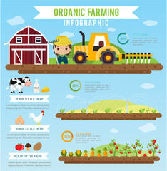 Organic farming  and clean food healthy infographic. Vector illustration cartoon concept.