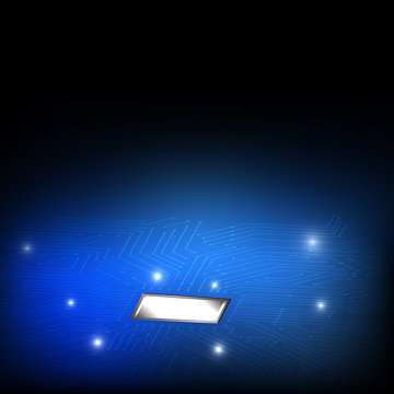 Vector : Electronic circuit and chip on blue background
