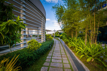 Walkway and gardens at Bonifacio Global City, in Taguig, Metro M
