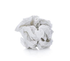 crumpled tissue paper on white background