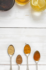 Cup of ginger tea with lemon and honey