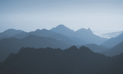 View of blue mountains abstract background. waves