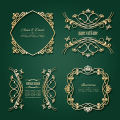 Luxury golden frames and labels set.