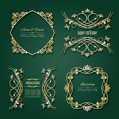 Luxury golden frames and labels set.