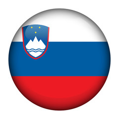 Round glossy Button with flag of Slovenia