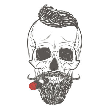 Hipster Skull vector. Gentleman skull