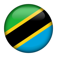 Round glossy Button with flag of Tanzania