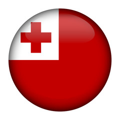 Fototapeta premium Round glossy Button with flag of Tonga