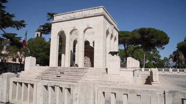 ROME - ITALY - July 2016 - Mausoleum Ossuary Garibaldino on the Janiculum hill - pan