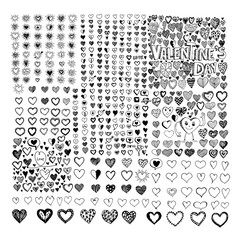 Doodle Hearts icon set Hand drawn Illustration design