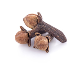 dry cloves on white background