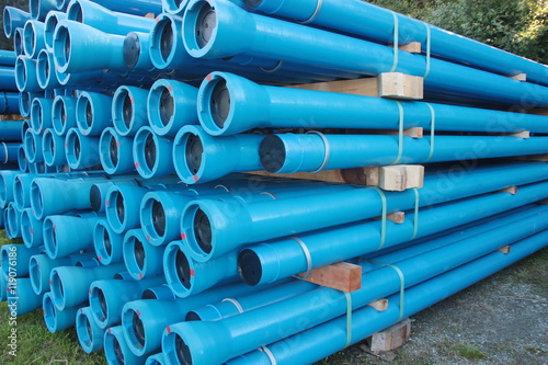 "Blue PVC Plastic Pipes And Fittings Used For Underground "Blue PVC Plastic Pipes And Fittings Used For Underground