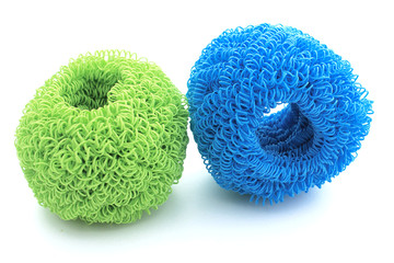 grattoir vert et bleu