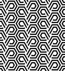 Vector seamless texture. Modern abstract background. Repeated monochrome pattern with hexagons.