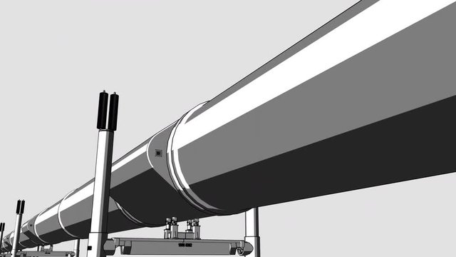 Cartoon black pipeline loop dolly CG animation for reports and presentations, 4K video